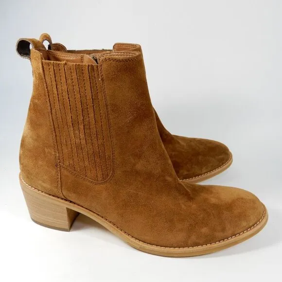 Paul Green Sante Zip Ankle Booties Size US 7.5 Brown Suede Western NEW $520