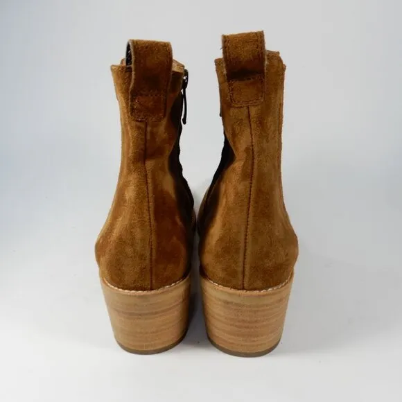 Paul Green Sante Zip Ankle Booties Size US 7.5 Brown Suede Western NEW $520