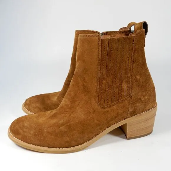 Paul Green Sante Zip Ankle Booties Size US 7.5 Brown Suede Western NEW $520