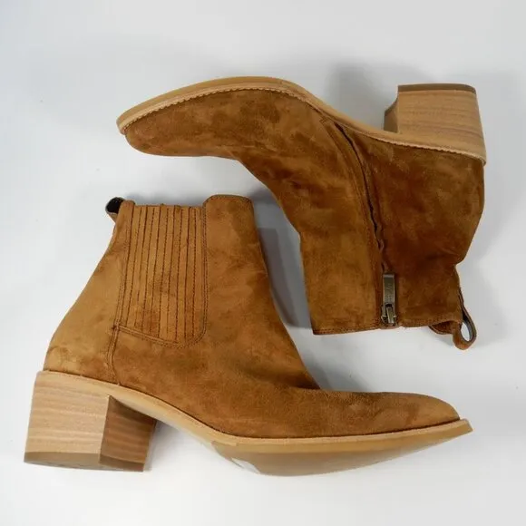 Paul Green Sante Zip Ankle Booties Size US 7.5 Brown Suede Western NEW $520
