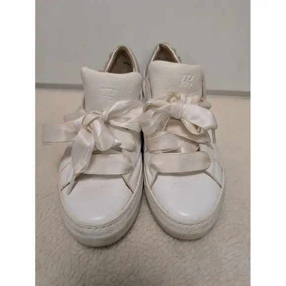 Paul Green Tiger Lilly Sneakers Winter White Silver Flowers Cream Satin Ribbon 7