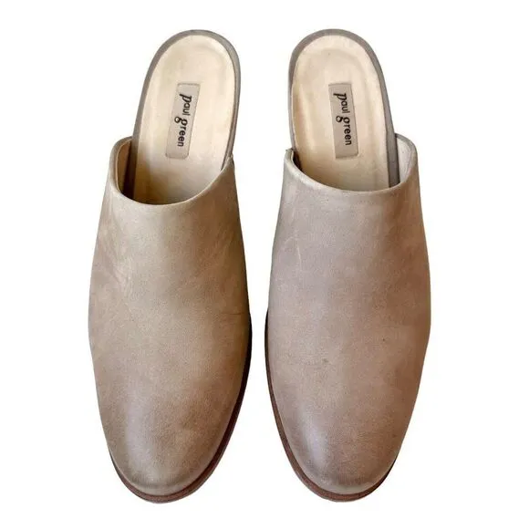 Paul Green Vonda Mule Shoes Women's 3.5 UK / 6 US Tan Nubuck Leather Clog Heel