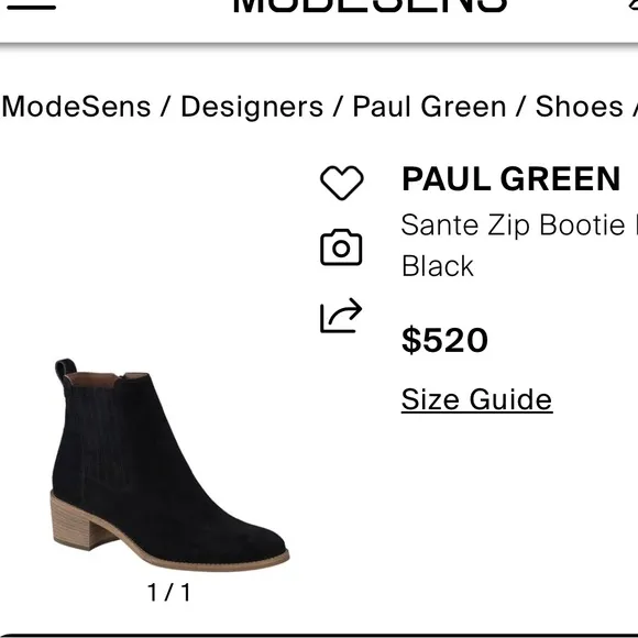 PAUL GREENSante Zip Bootie In Black$520 Women's Shoes size UK 6 US 8.5 NEW