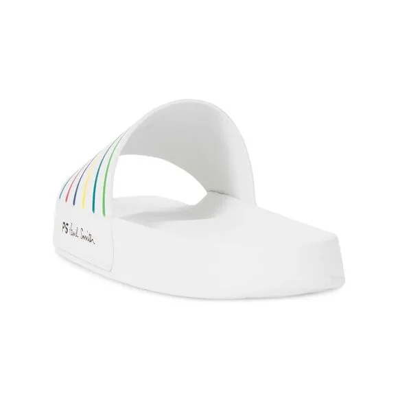 PAUL SMITH Mens White Logo Comfort Nyro Round Toe Slip On Slide Sandals Shoes 43