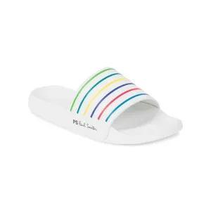 PAUL SMITH Mens White Logo Comfort Nyro Round Toe Slip On Slide Sandals Shoes 43