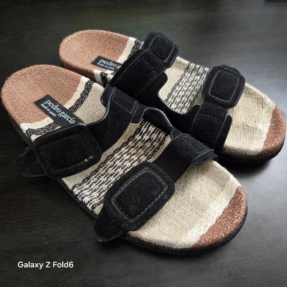 Pedro Garcia Arielle Black Castoro Santa Fe Luxury Sandals Made In Spain
