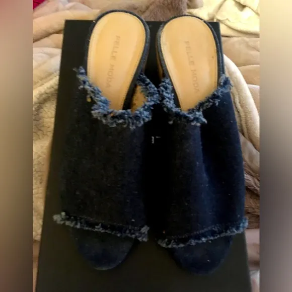 Pelle Moda Women's Blue Denim Mules
