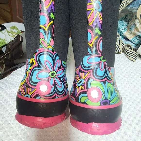 PERFECT STORM EUC GIRLS SIZE 1 POWER FLOWERS RUBBER BOOTS