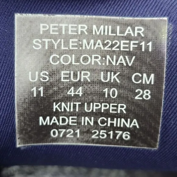 Peter Millar Hyperlight Apollo Men's Size 11 Navy Blue Sneakers (MA22EF11)