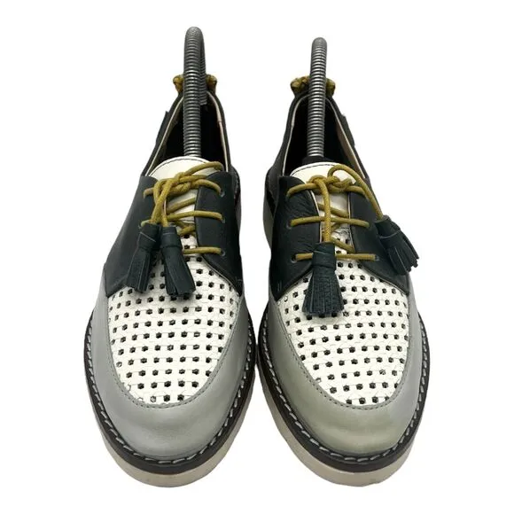 Pikolinos Shoes Women Size 5 EU36 Sitges Green Blue Leather Oxford Lace-up NWOT