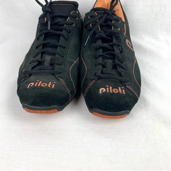 Piloti Driving Shoes Prototipo Men's Size 8 and Black Suede and Orange PIL-6005