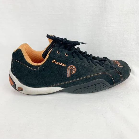 Piloti Driving Shoes Prototipo Men's Size 8 and Black Suede and Orange PIL-6005