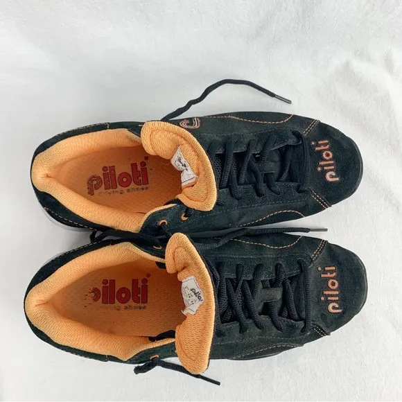 Piloti Driving Shoes Prototipo Men's Size 8 and Black Suede and Orange PIL-6005