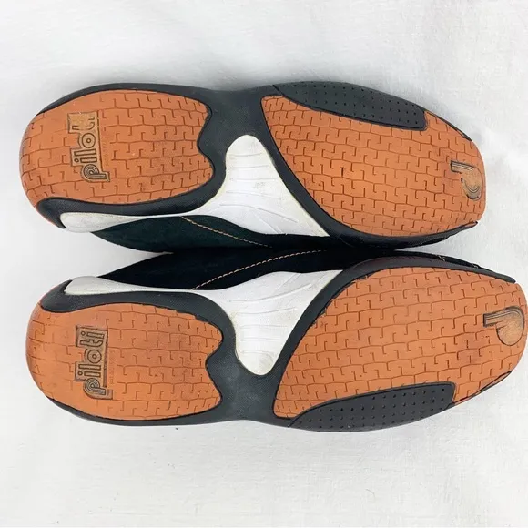Piloti Driving Shoes Prototipo Men's Size 8 and Black Suede and Orange PIL-6005
