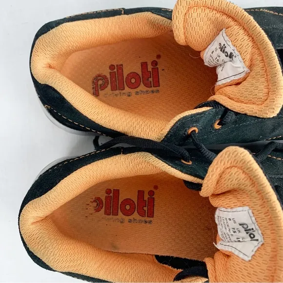 Piloti Driving Shoes Prototipo Men's Size 8 and Black Suede and Orange PIL-6005