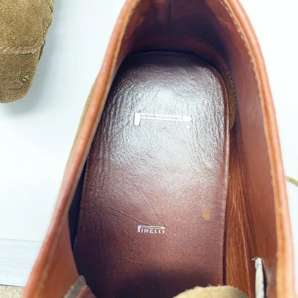 Pirelli Tan Suede Lace Up Boots Men's Size 11.5 EUC Made in Brazil