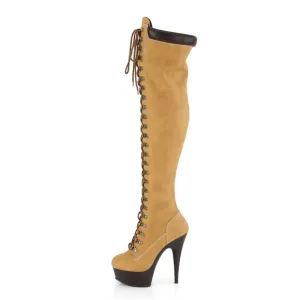Platform Lace Up Over the Knee High Heel Boots