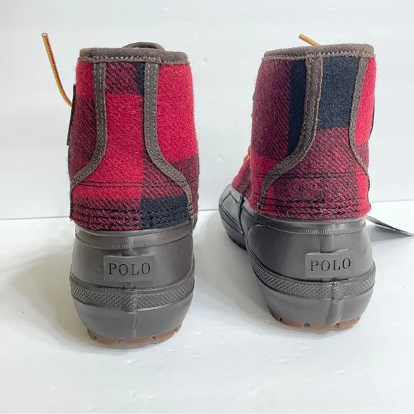 Polo Ralph Lauren Claus Buffalo Check Lace-up Boots Size 8