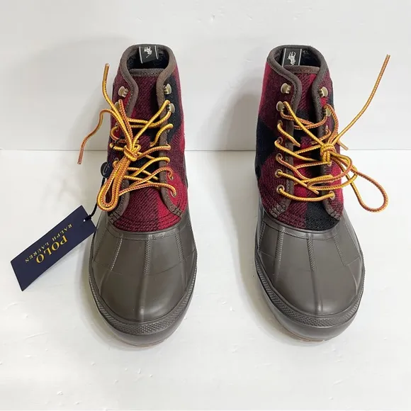 Polo Ralph Lauren Claus Buffalo Check Lace-up Boots Size 8