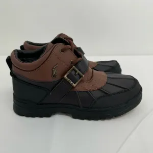 POLO RALPH LAUREN Dover Boys Boots US 5 Buckle Lace Up Rubber Duck Brown NEW