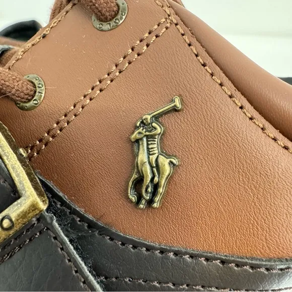 POLO RALPH LAUREN Dover Boys Boots US 5 Buckle Lace Up Rubber Duck Brown NEW