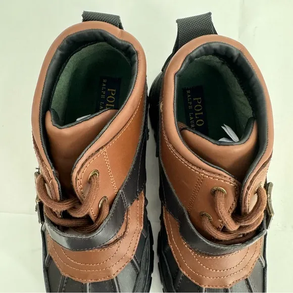 POLO RALPH LAUREN Dover Boys Boots US 6 Buckle Lace Up Rubber Duck Brown NEW