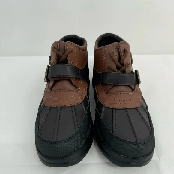 POLO RALPH LAUREN Dover Boys Boots US 6 Buckle Lace Up Rubber Duck Brown NEW