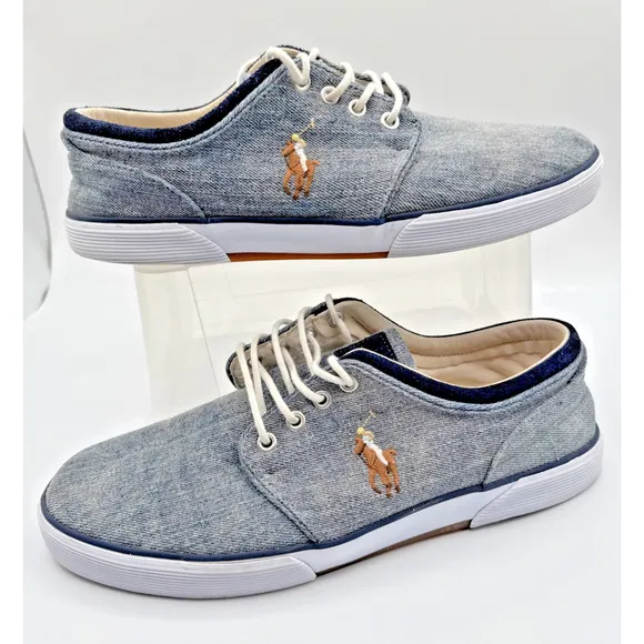 Polo Ralph Lauren Faxon Low Sneaker Men Denim Blue Size 11.5D EU 45