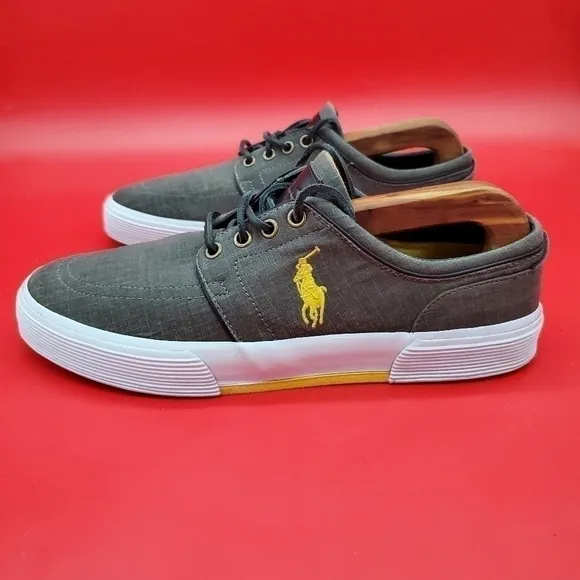 Polo Ralph Lauren Faxon Low Sneakers Men's 9D Shoes Grey Yellow