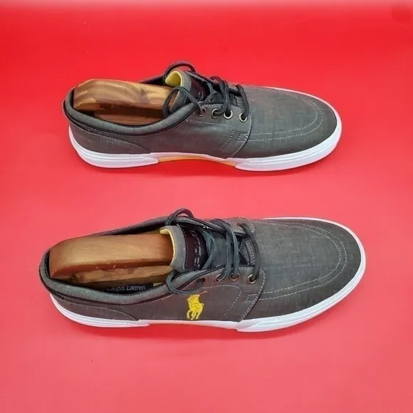 Polo Ralph Lauren Faxon Low Sneakers Men's 9D Shoes Grey Yellow