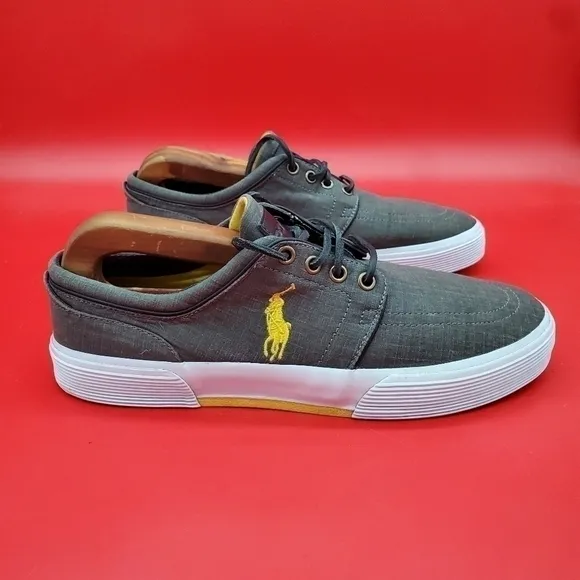Polo Ralph Lauren Faxon Low Sneakers Men's 9D Shoes Grey Yellow