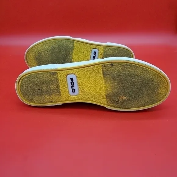 Polo Ralph Lauren Faxon Low Sneakers Men's 9D Shoes Grey Yellow
