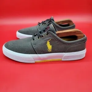Polo Ralph Lauren Faxon Low Sneakers Men's 9D Shoes Grey Yellow