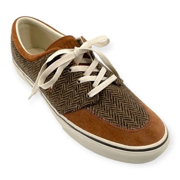 ~Polo Ralph Lauren Faxon X Brown Herringbone Leather Pony Men's Shoes NWOB 12