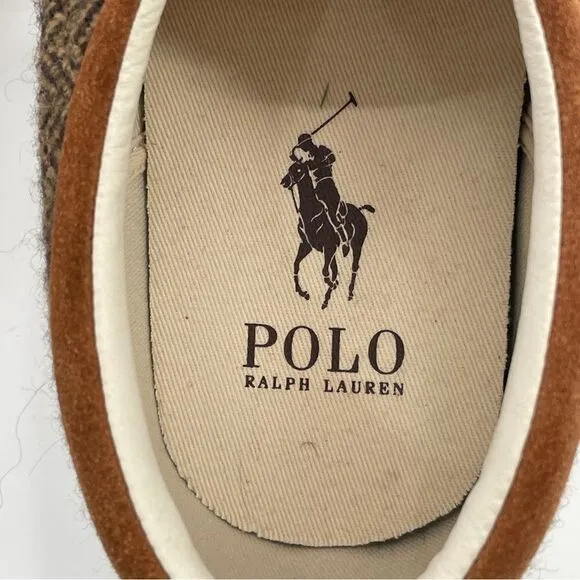 ~Polo Ralph Lauren Faxon X Brown Herringbone Leather Pony Men's Shoes NWOB 12