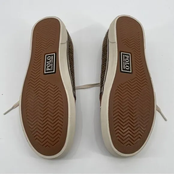 ~Polo Ralph Lauren Faxon X Brown Herringbone Leather Pony Men's Shoes NWOB 12