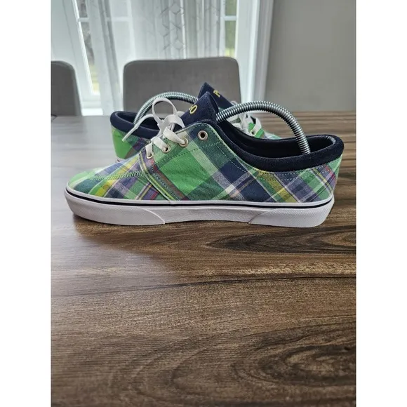 Polo Ralph Lauren Faxon X Sneakers Mens Casual Green Plaid Shoes Sz 9.5 NWOB
