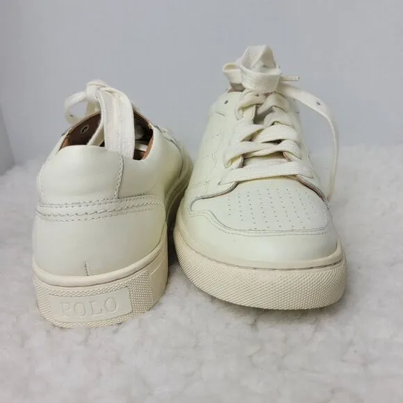 Polo Ralph Lauren Jeston Men's Size 9D Leather Shoes Sneakers Cream/Beige