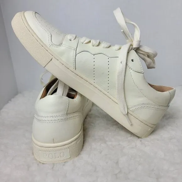Polo Ralph Lauren Jeston Men's Size 9D Leather Shoes Sneakers Cream/Beige