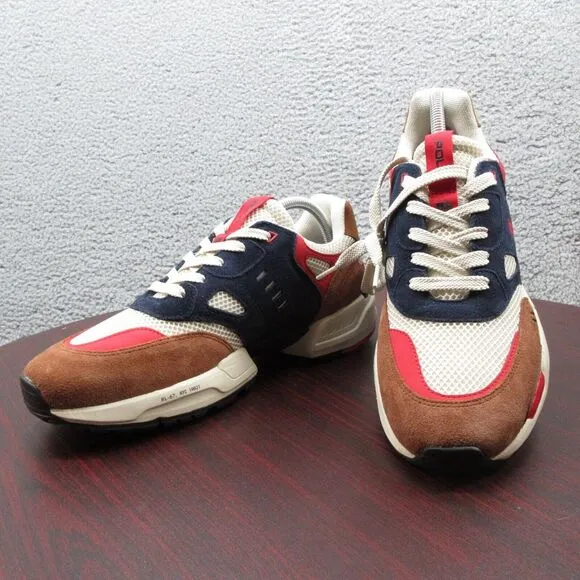 Polo Ralph Lauren Jogger Suede Mesh Shoes Sneakers Mens 10.5 Navy Teak‎ Brown