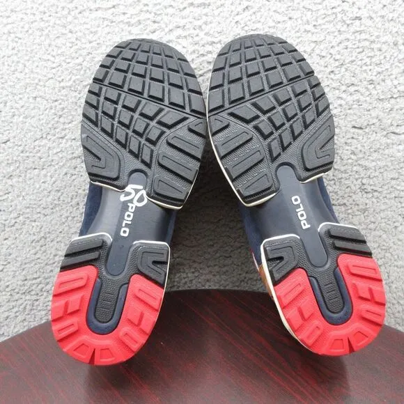 Polo Ralph Lauren Jogger Suede Mesh Shoes Sneakers Mens 10.5 Navy Teak‎ Brown