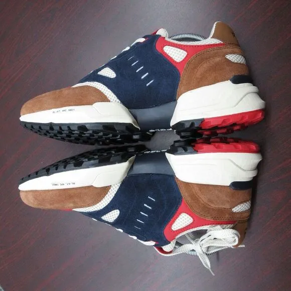 Polo Ralph Lauren Jogger Suede Mesh Shoes Sneakers Mens 10.5 Navy Teak‎ Brown