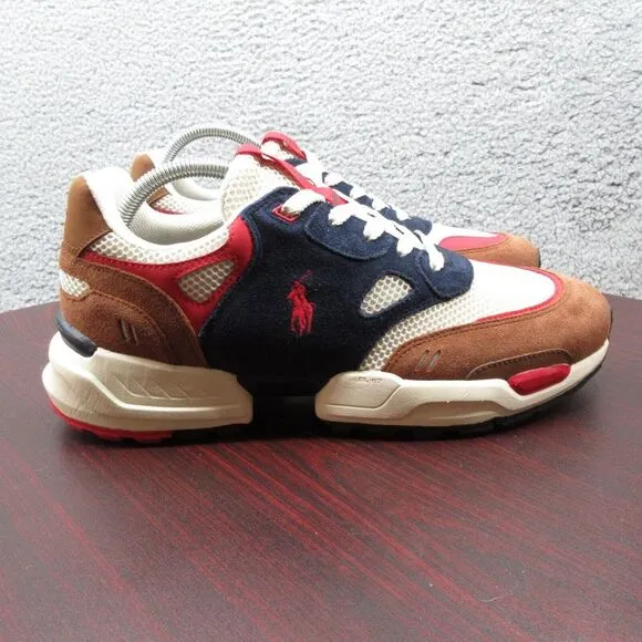 Polo Ralph Lauren Jogger Suede Mesh Shoes Sneakers Mens 10.5 Navy Teak‎ Brown