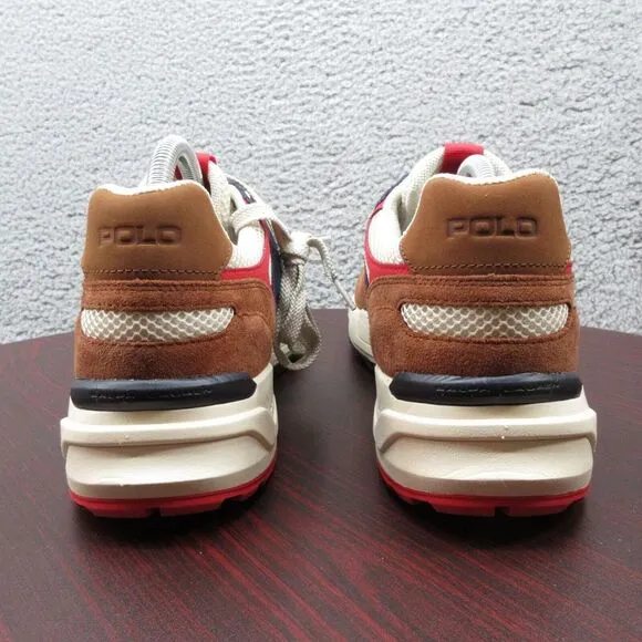Polo Ralph Lauren Jogger Suede Mesh Shoes Sneakers Mens 10.5 Navy Teak‎ Brown