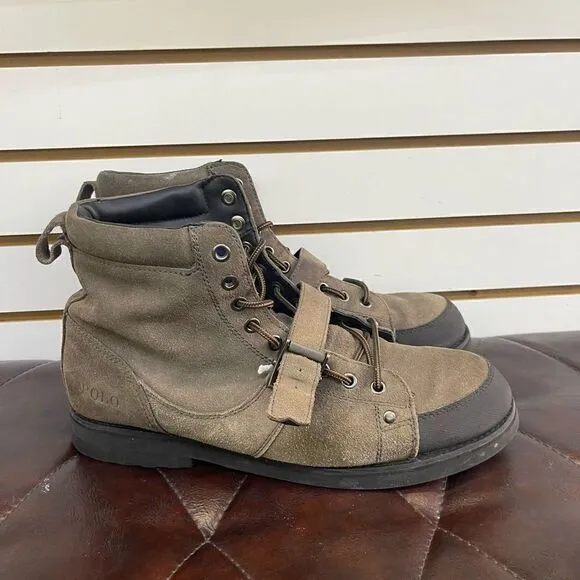 Polo Ralph Lauren Mcalton Boots 11571 Gray Suede Zip Lace up Men's Size 13 D