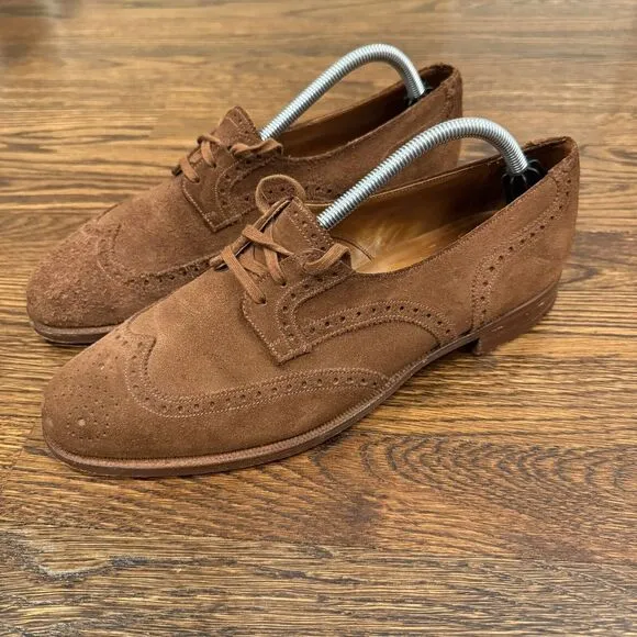 Polo Ralph Lauren Mens Bench Made in England Brown‎ Suede Wingtip Shoes 9.5