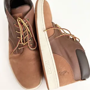Polo Ralph Lauren Men's Nubuck Brown Leather Sneaker Boots 10.5