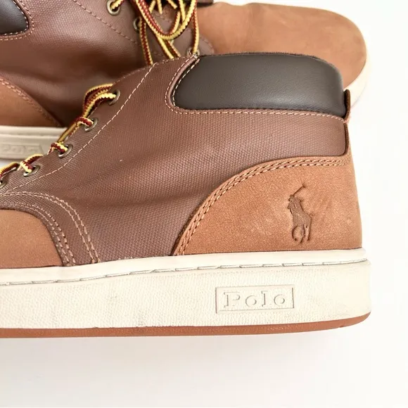 Polo Ralph Lauren Men's Nubuck Brown Leather Sneaker Boots 10.5