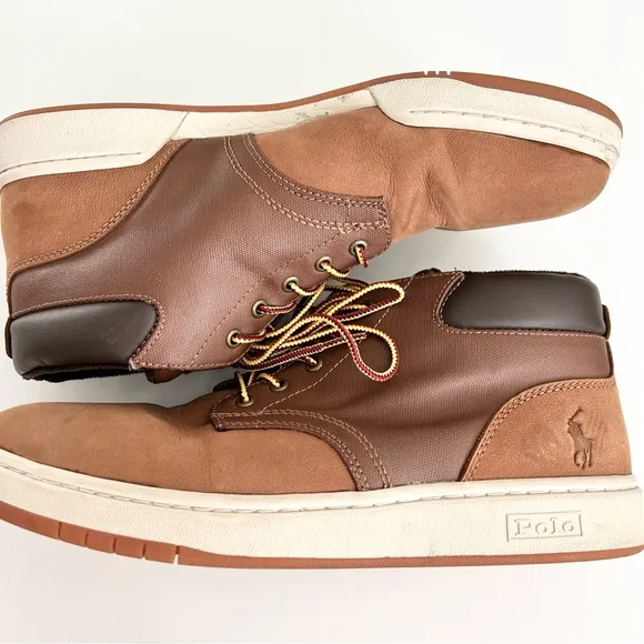 Polo Ralph Lauren Men's Nubuck Brown Leather Sneaker Boots 10.5