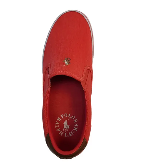 Polo Ralph Lauren Men's Shoes Thompson Wash Twill Slip On Sneakers 8D Red
